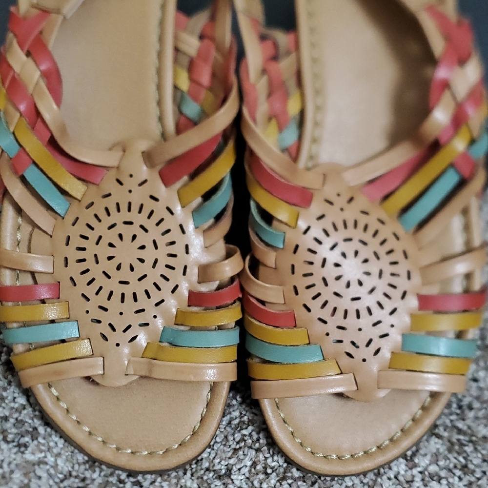 🌈 Naturalizer Leather Slingback Sandals – Size 7 – Multicolor Woven Design - Picture 10 of 10